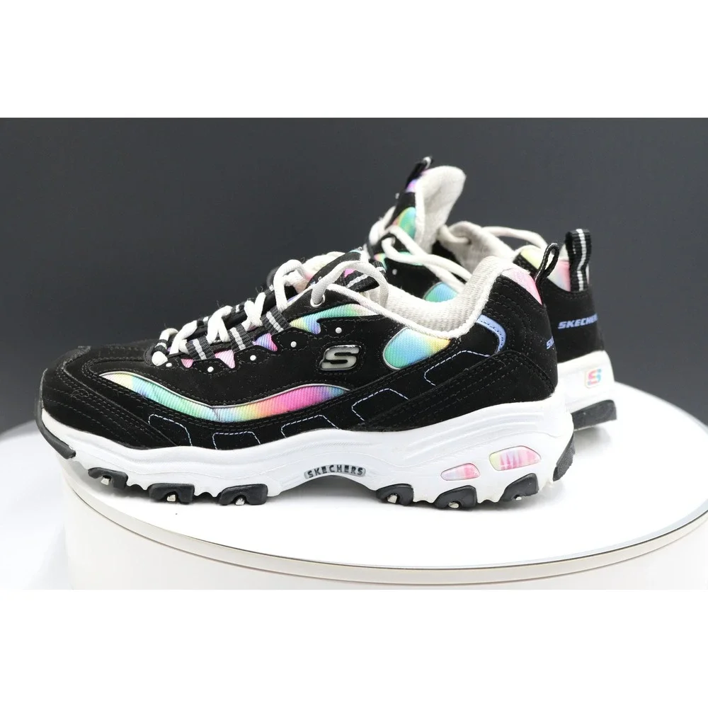 Skechers D'Lites Sneakers Womens Sz 6.5 Rainbow Retro Comfy Leather Chunky Y2K